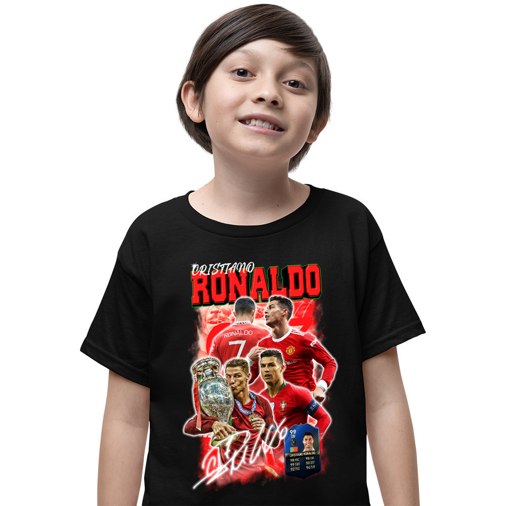 Camiseta Infantil Cr7 Camisa Cristiano Ronaldo Criança Manga Curta 100% Algodão Futebol desenho baby