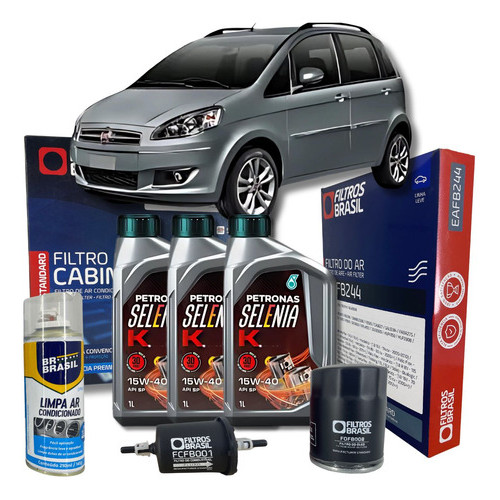 Kit Troca de Óleo Filtros e Higienizador Fiat Idea 1.4 Fire - 15W40 Selenia Petronas em Oferta na Shopee
