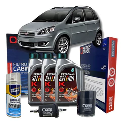 Kit Troca de Óleo Filtros e Higienizador Fiat Idea 1.4 Fire - 15W40 Selenia Petronas
