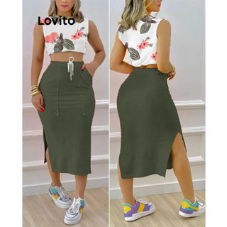 Lovito Mulheres Casual Floral Padrão Lace Up Tops ou Bottoms LNL81281 em Oferta na Shopee