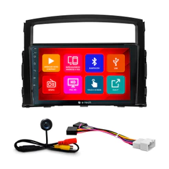 Kit Multimídia 9 Pol Pajero Full 2010 2011 2012 13 14 2015 2016 2017 Android Auto CarPlay Qa+ 2 Din Preto Espelhamento