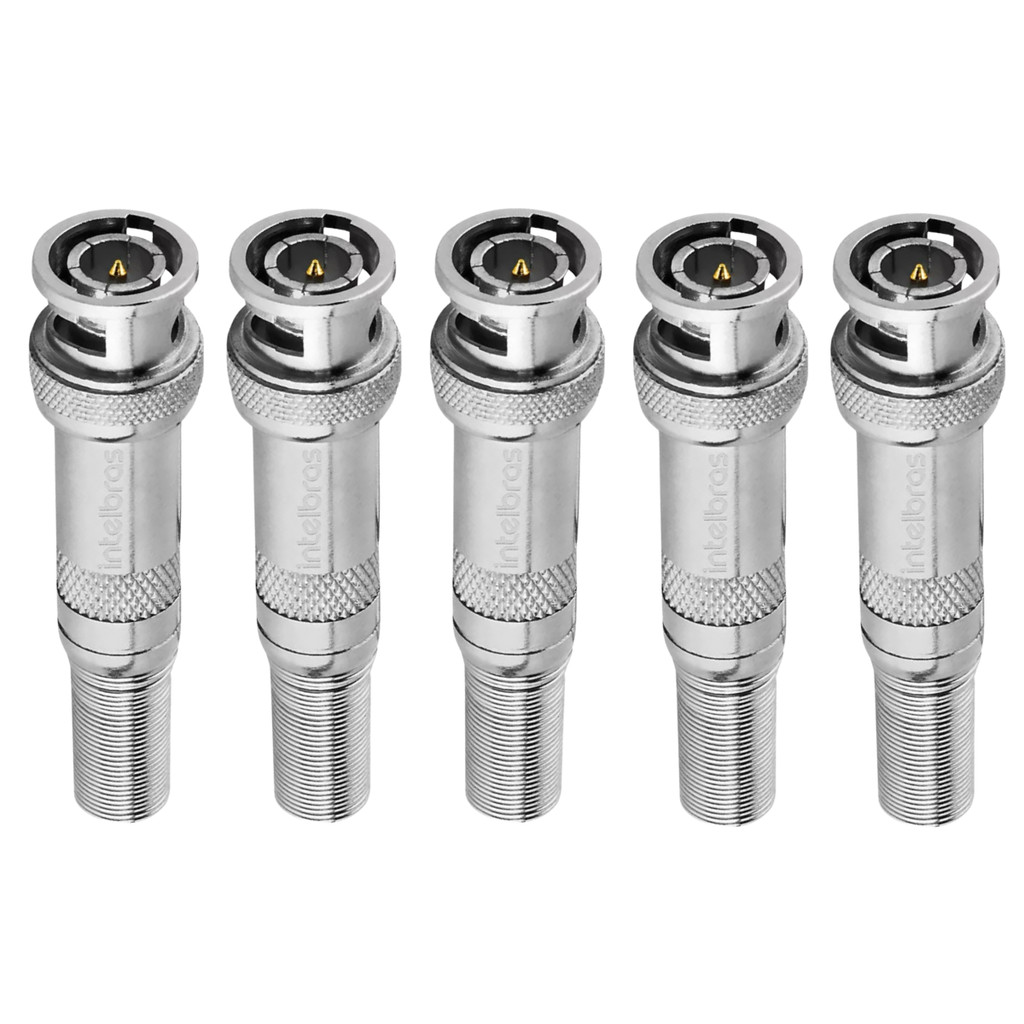 5 Unidades BNC Mola Intelbras Plug Cftv Conector Conex 1000