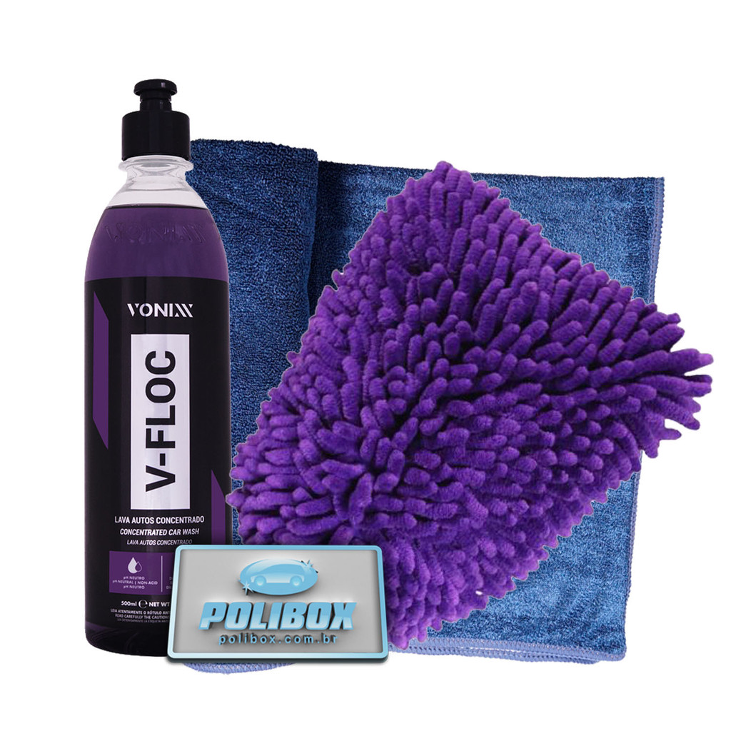 KIT de Lavagem Vonixx - V-FLOC 500ml  (3352) + Luva Zacs (4261) + Toalha de Secagem Detailer