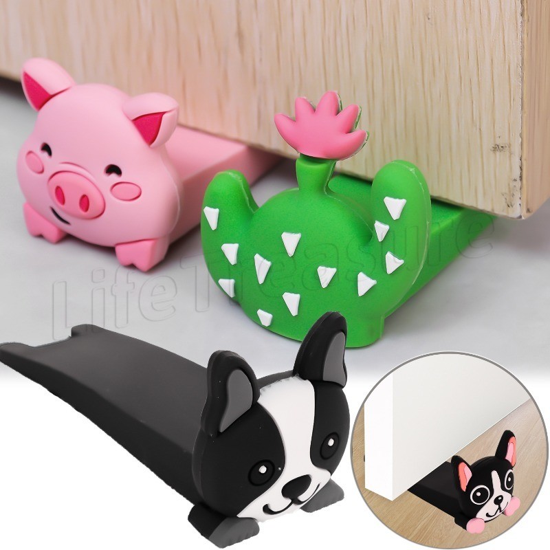[Destaque] Bloqueador De Porta De Animais De Desenho Animado-Batente Cunha-Rolhas De Portão De Segurança-Obstrução Anti-