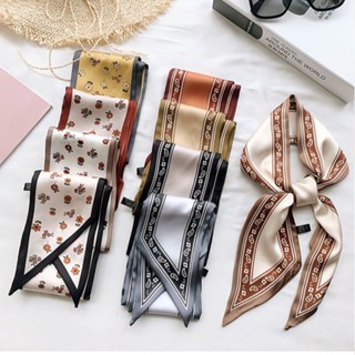 Primavera e verão novo lenço de seda de tiras longas para mulheres versáteis lenço de cabelo pequeno coreano com alça pa em Oferta na Shopee