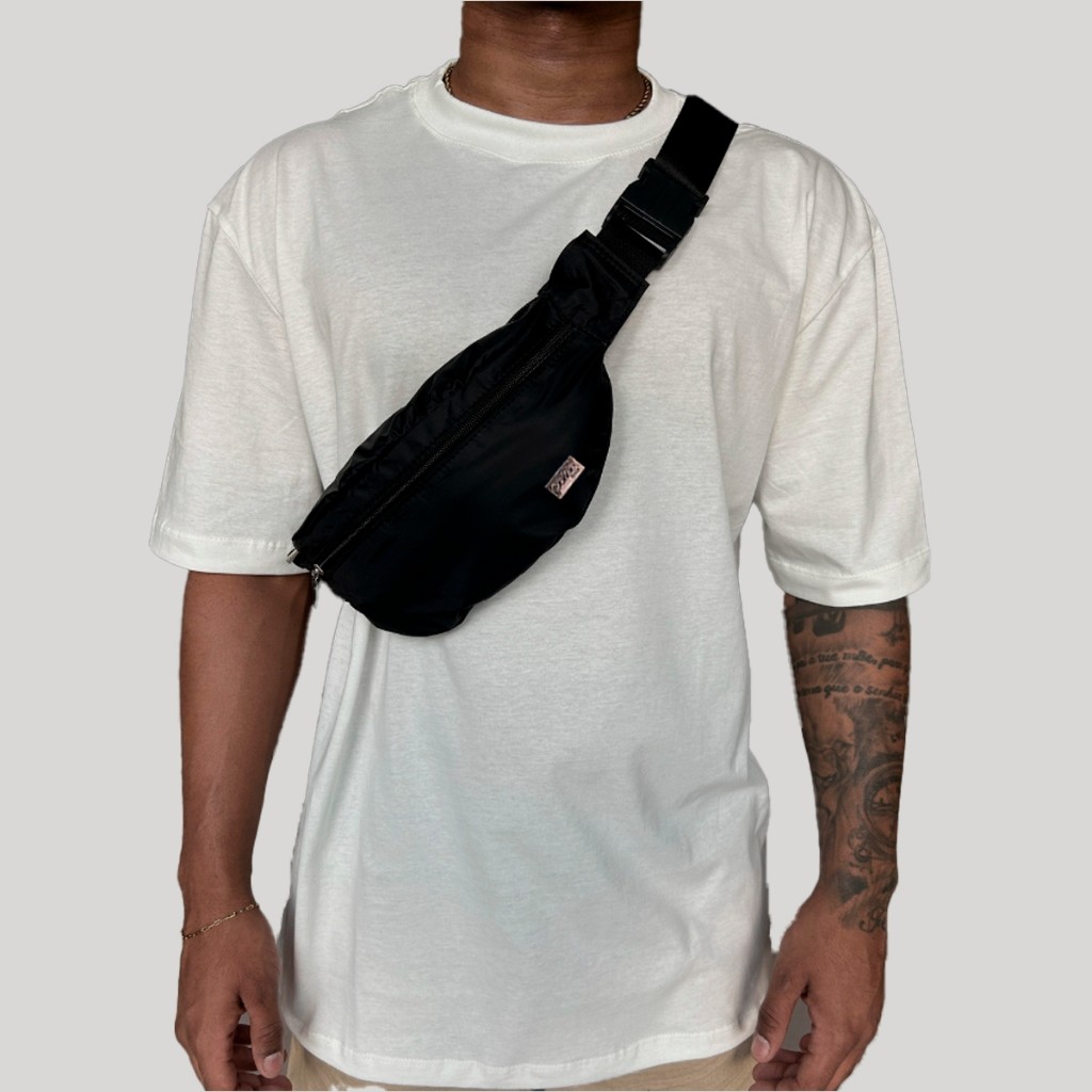 Pochete Masculina Bolsa Transversal Cintura Shoulder Bag Preta Ombro Tiracolo Bolsinha Necessaire