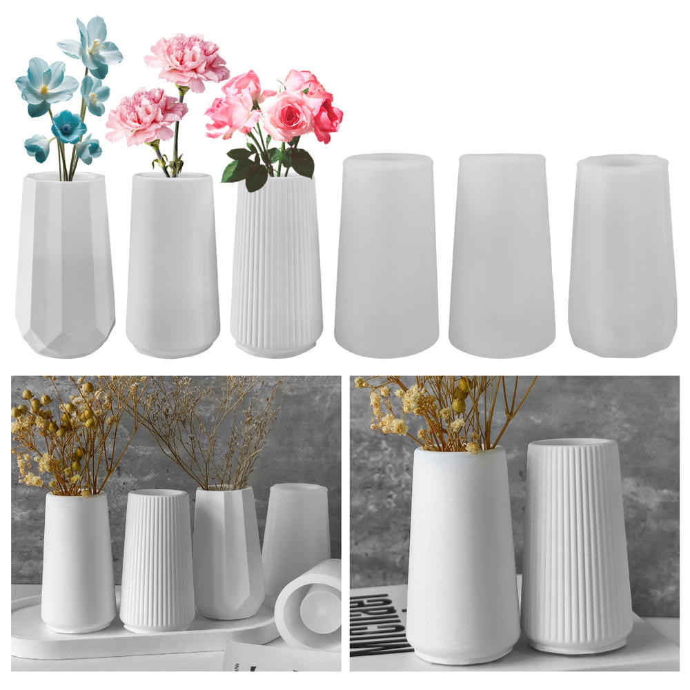 1 Pçs Moldes De Resina De Vaso Molde Silicone De Flores , Fundição Para Epóxi , Decoração De Casa