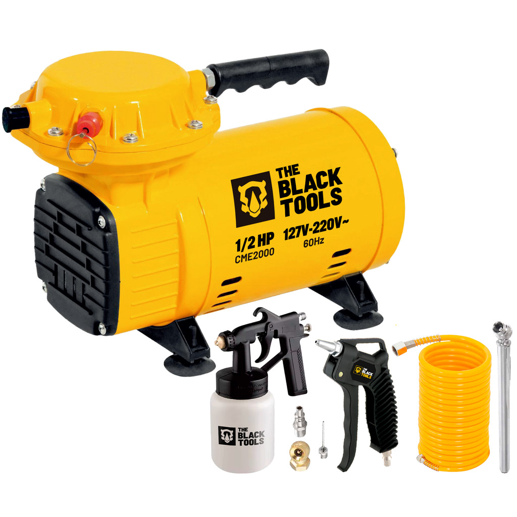 Compressor De Ar Direto Portátil 1/2hp Bivolt Com Acessórios The Black Tools em Oferta na Shopee