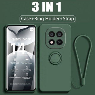 Para Redmi Note 14 4G Pro + 5G Com Alças Anel Suporte De Silicone Líquido Capa Traseira Macia em Oferta na Shopee