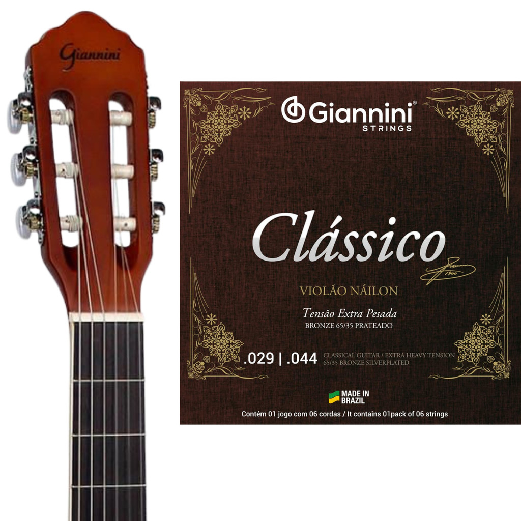 Encordoamento Violão Nylon Giannini Clássico Extra Pesada