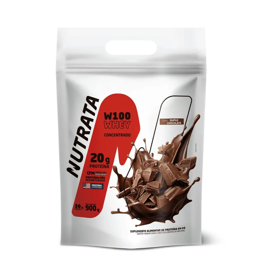 Whey Protein W100 Refil 900g Nutrata Chocolate em Oferta na Shopee