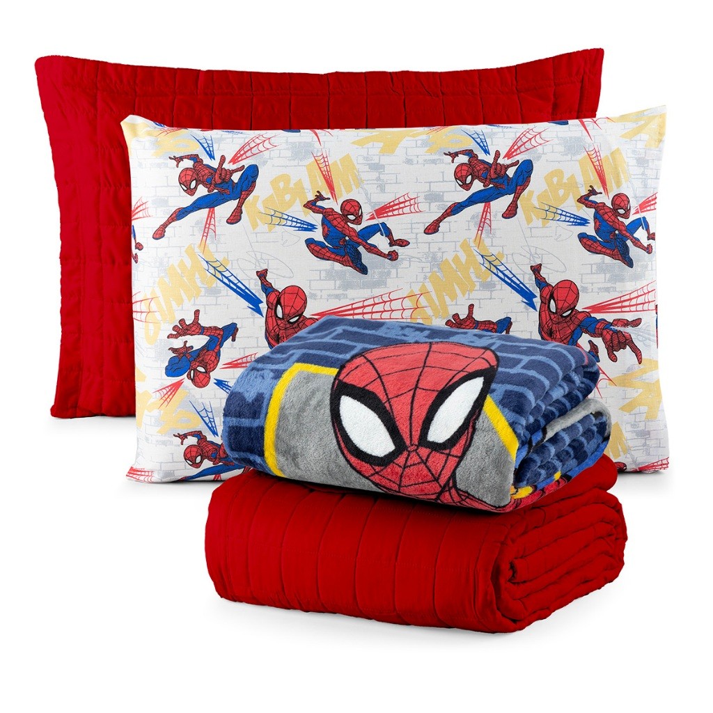 Kit 4 Peças Solteiro Homem Aranha Vingadores Hulk Homem de Ferro Capitão América Antialérg...