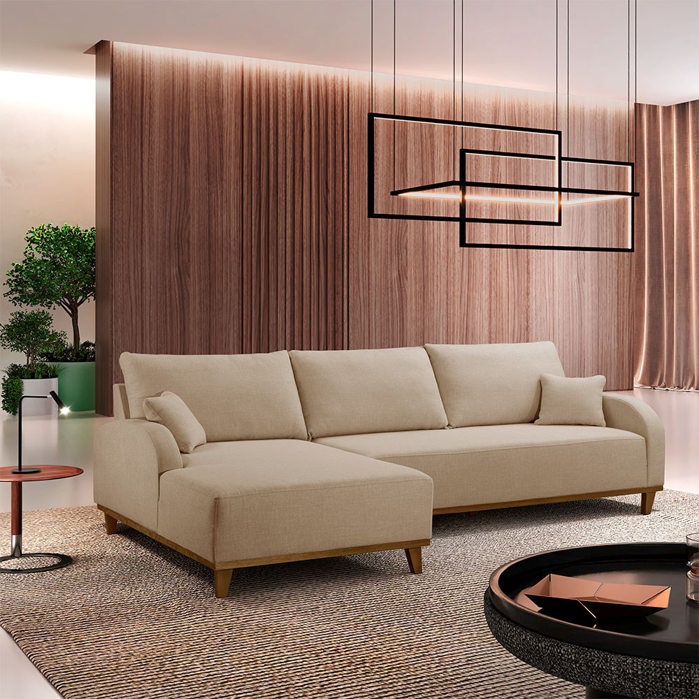 Sofá Albano Linho 300cm Chaise Lado Esquerdo Meu Sofá Online