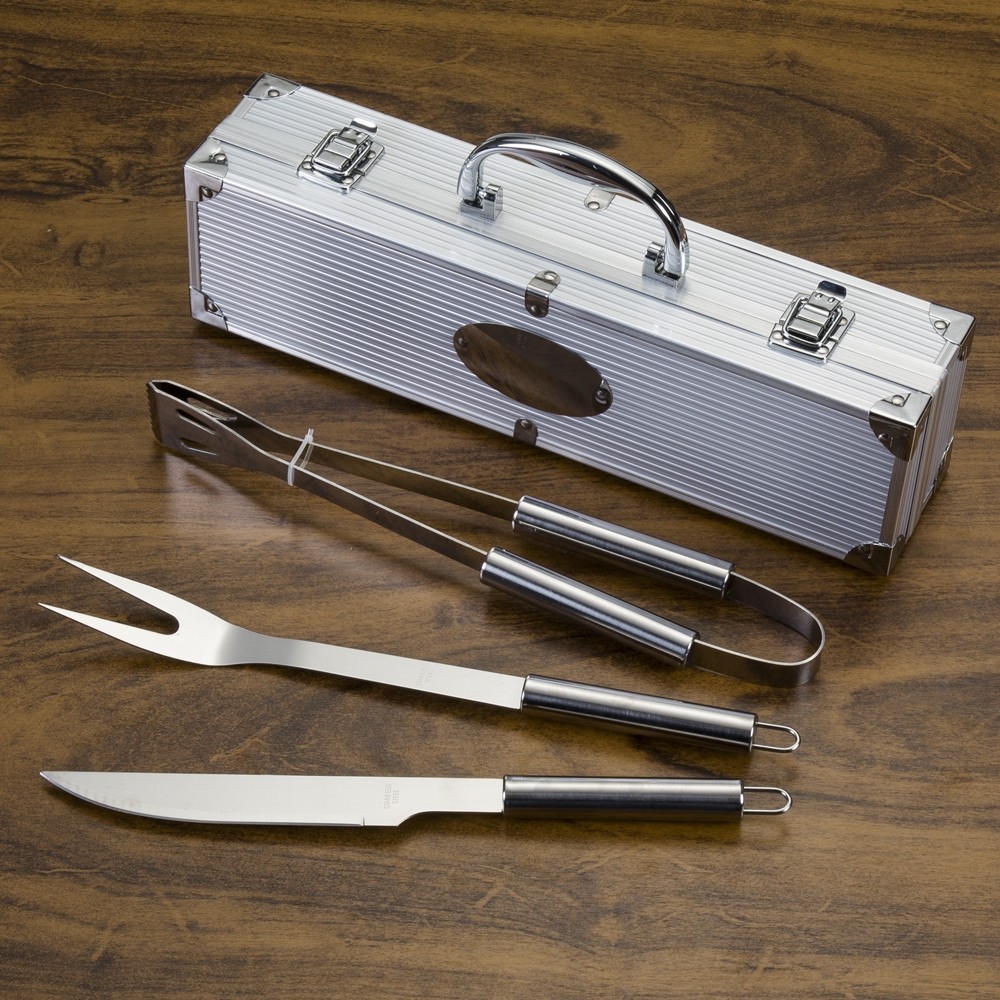 Kit Churrasco 3 Peças Em Inox Na Maleta - Art House