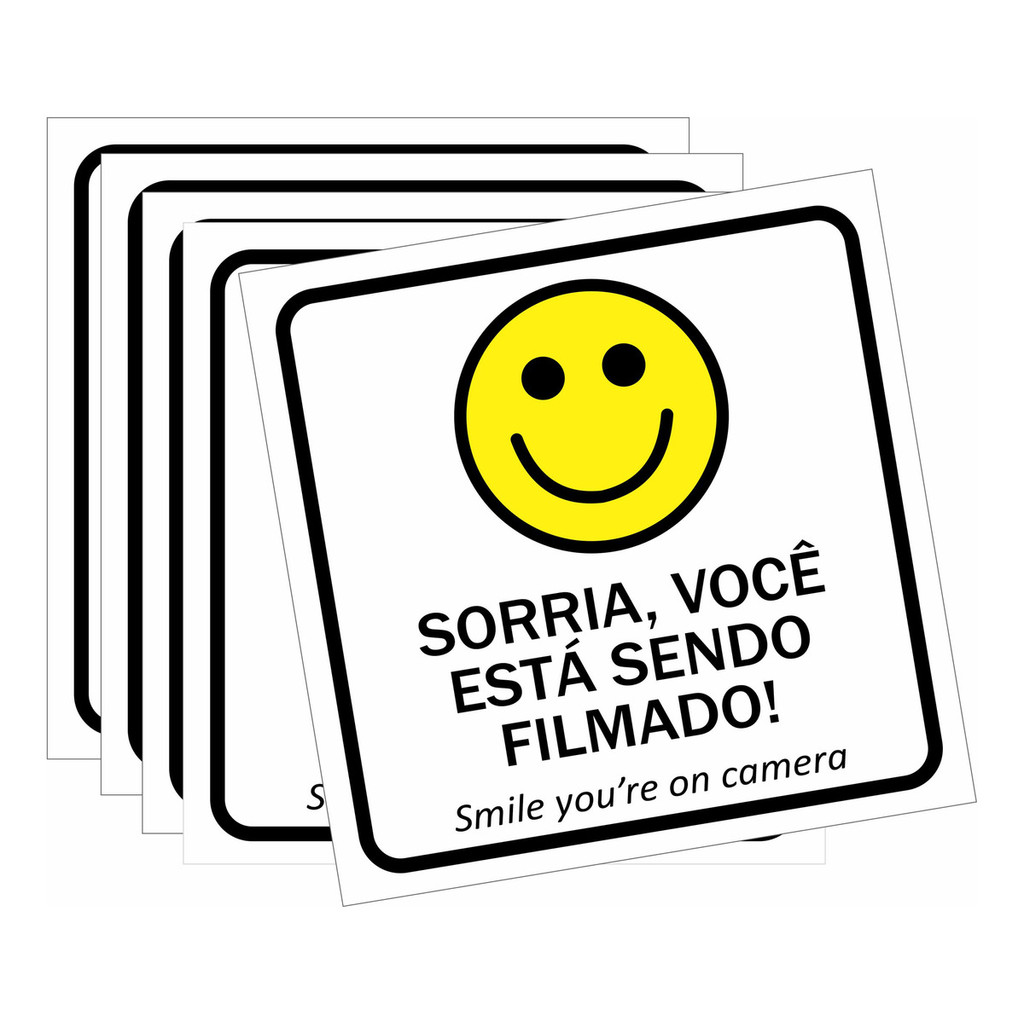 5 Placas Monitoramento Sorria Você Está Sendo Filmado 15x15