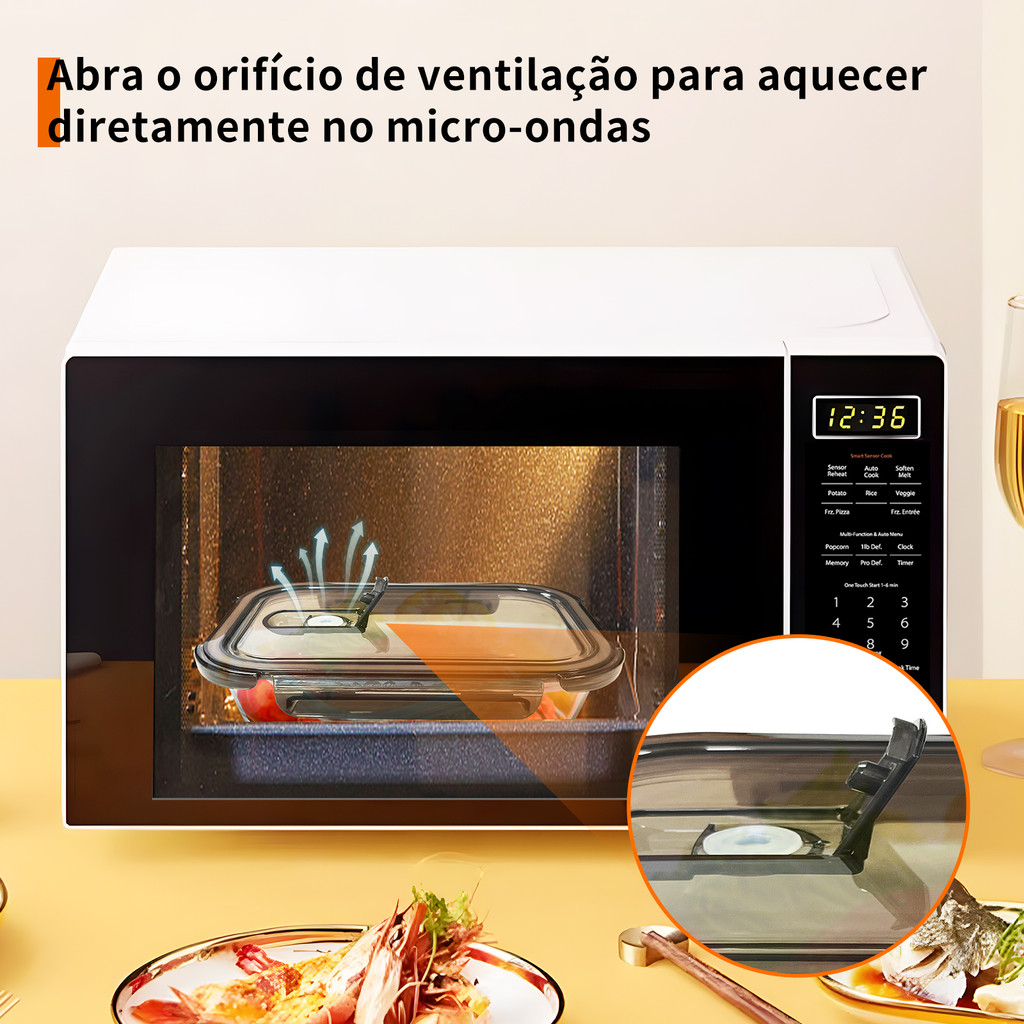 Belifou Conjunto 10 Potes 370ML Vidro Hermético 4 Travas Com Orifícios De Ar - Hestia · foto 2