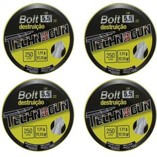 Kit 4 Chumbinho Bolt 5.5mm 250un - Technogun em Oferta na Shopee