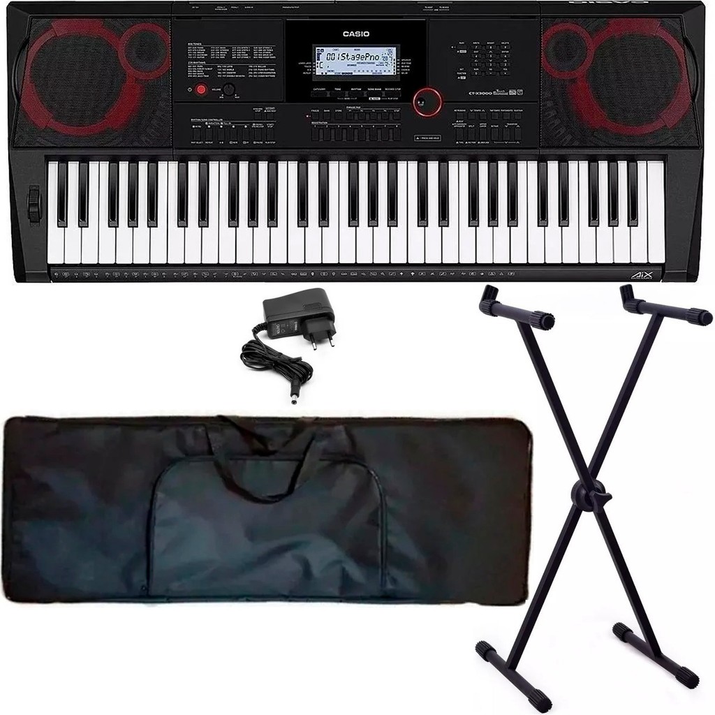 Kit Teclado Casio Ct X3000 Arranjador 61 Tecla+capa +suporte