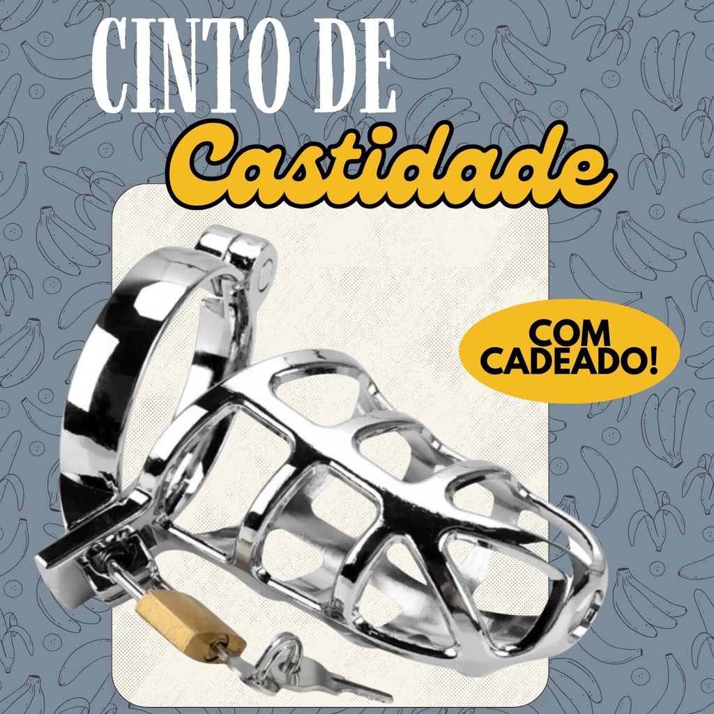 Cinto de Castidade Masculino, Cadeado Grosso Aço Inox 10cm em Oferta na Shopee