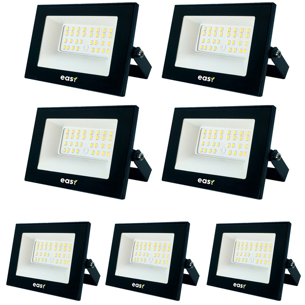 Kit 7 Refletor Led Easy 50W Luz Branco Frio 6500K Bivolt 127v 220v Iluminação Externa em Oferta na Shopee