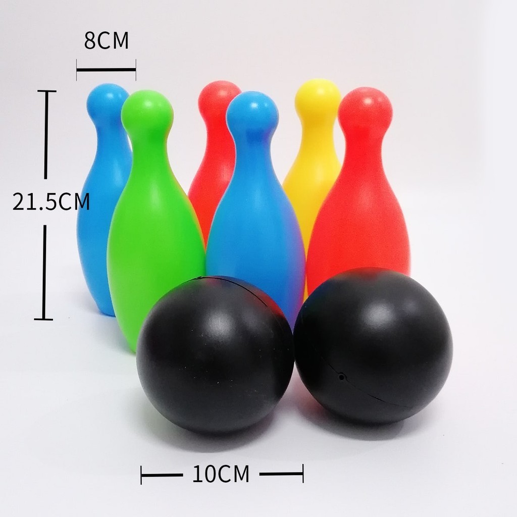 Jogo de Mini Boliche Brinquedo Infantil Menino Menina Com 6 Pinos e 2 Bolas — imagem 2 de 2