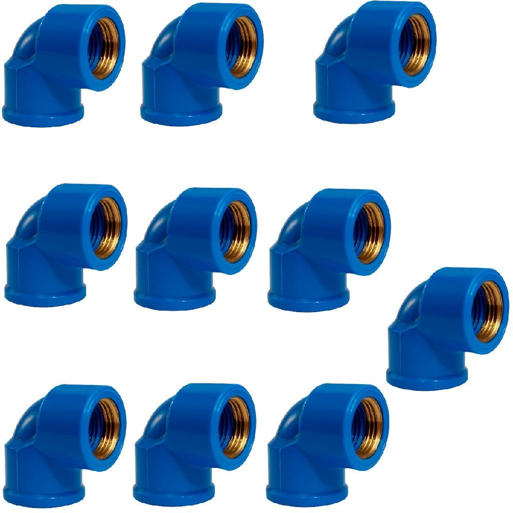 Joelho Azul Sold x Rosca Bucha Latão 90º 25 x 1/2 kit 10 pc em Oferta na Shopee