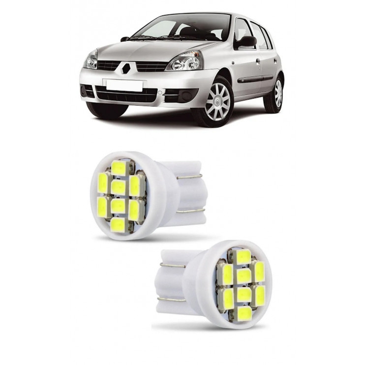 Par Lampada Pingo T10 8 LED Clio Farol Teto Placa 5w