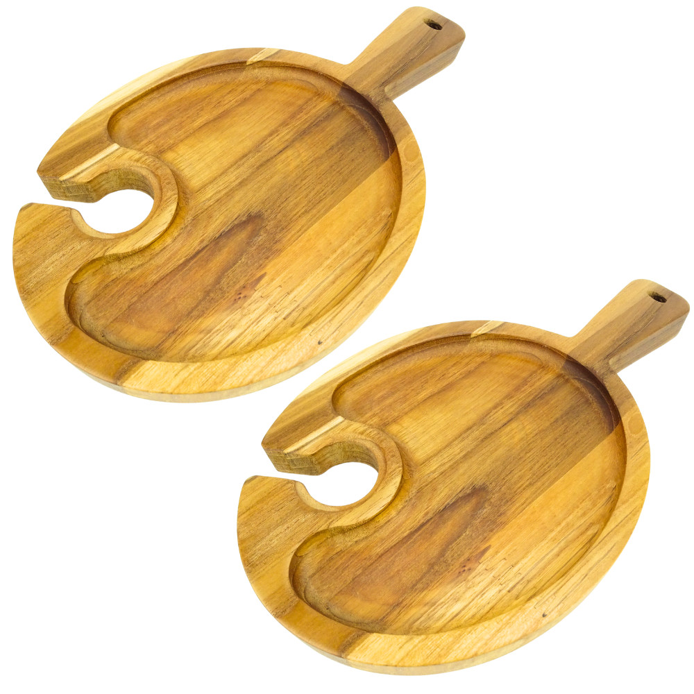 Petisqueira Teca Com Suporte Para Taça com 2