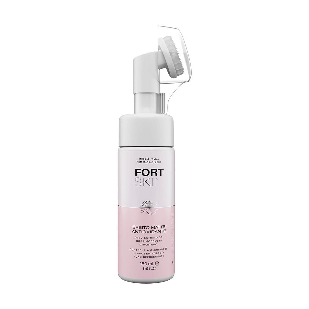 Sabonete Facial Mousse Espuma de Limpeza Efeito Matte Rosa Mosqueta FortSkin 150ml FORTLIFE