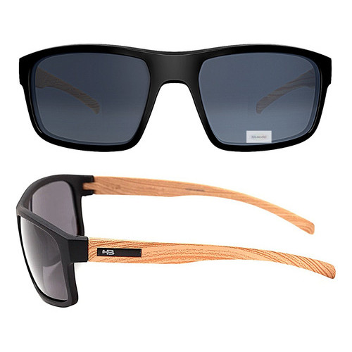 Óculos Solar Hb Overkill Matte Black/wood Polarized Gray