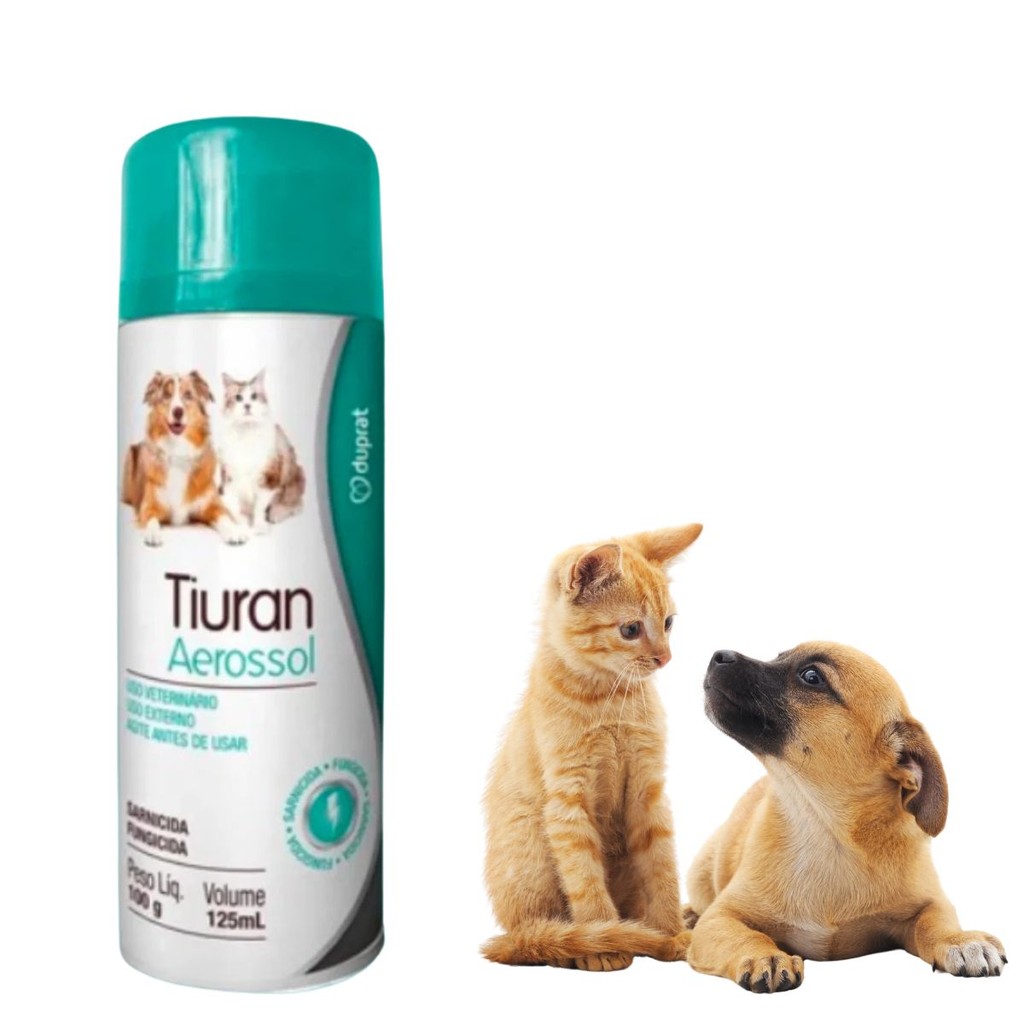 Tiuran Aerosol Anti Sarna Fungo 125ml para Cachorro Gato Pet Sarnicida Fungicida Higiene Duprat