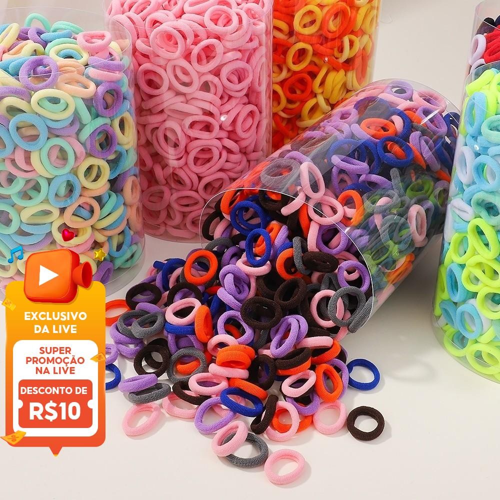100 Peças Faixas De Cabelo Coloridas Para Meninas Macias Sem Emaranhados Suportes De Rabo ...
