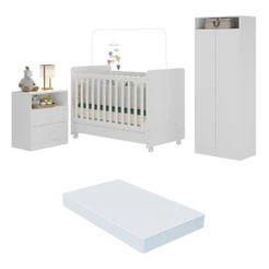 Quarto Infantil Completo Com Colchão Incluso Ariel Multimóveis Branco