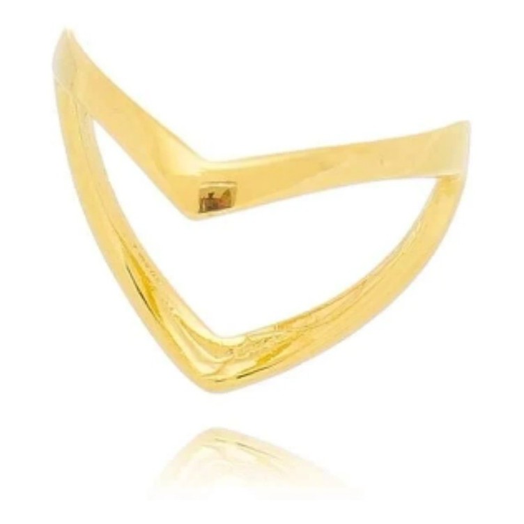 Anel Liso Zigzag - Boca de Tubarão - Banhado A Ouro 18k