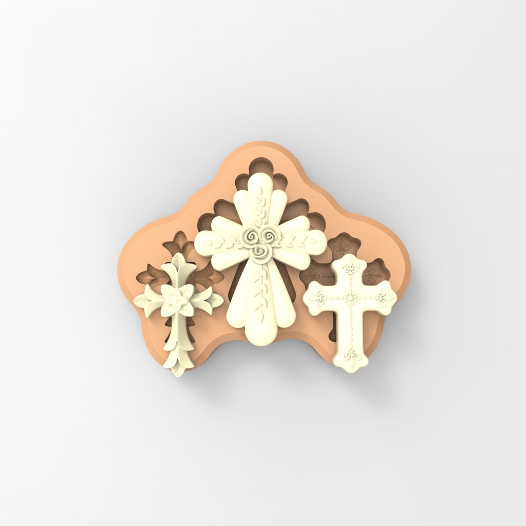 Molde de Silicone 3 Cruz Batizado   | Vela | Decoração | Sabonetes Artesanais