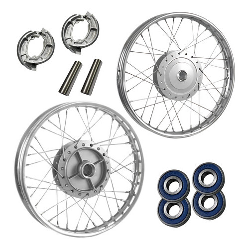 Par Roda Cg Titan/fan 150 Tambor Lona/rolamento/espaçador