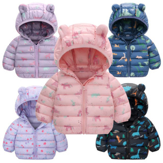 Dinossauro Dos Desenhos Animados Com Capuz Jaquetas Leves Meninos Meninas Inverno Outono Roupas Casuais Para 1-5 Anos De em Oferta na Shopee
