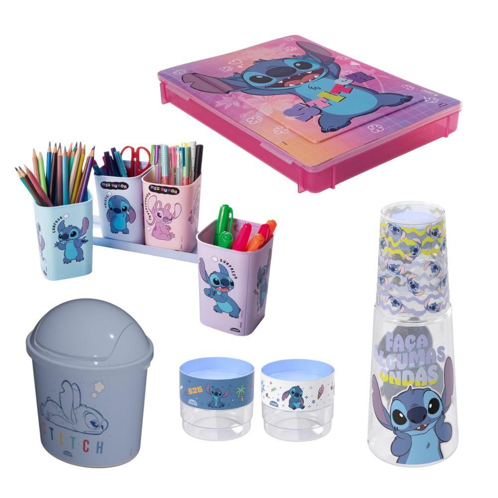 Kit Stitch Estudo Organização Volta às Aulas Plasútil em Oferta na Shopee