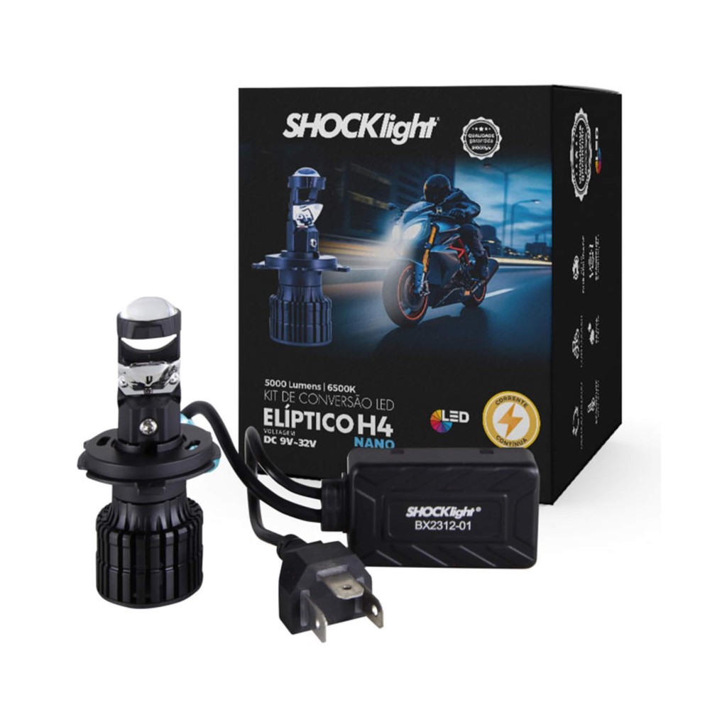 Lâmpada Ultraled Eliptico Nano Moto H4 5000 Lumens 12V 6500K Shocklight - SLL-30004 EP em Oferta na Shopee