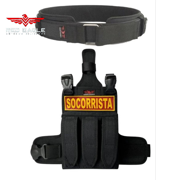 Kit Socorrista Bornal Porta faca (Bainha) +  Cinto Força Nacional + Emborrachado (Patch) Desert Coldres