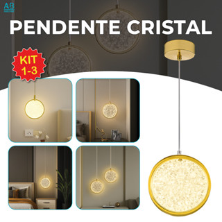 Pendente Luminária Redonda Dourada Cristal de Luxo LED 3 Tons de Luz 110V-220V Bivolt em Oferta na Shopee