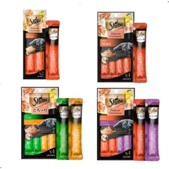 Kit 12 cartelas Sheba Gatos Sachê para Gatos Petisco Cremoso para Gato Petisco para Gato Sheba