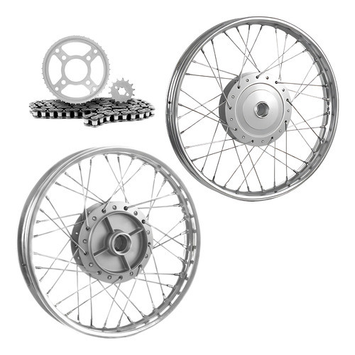 Par De Roda Raio 4mm Moto Honda Cg Titan 150 +kit Relação