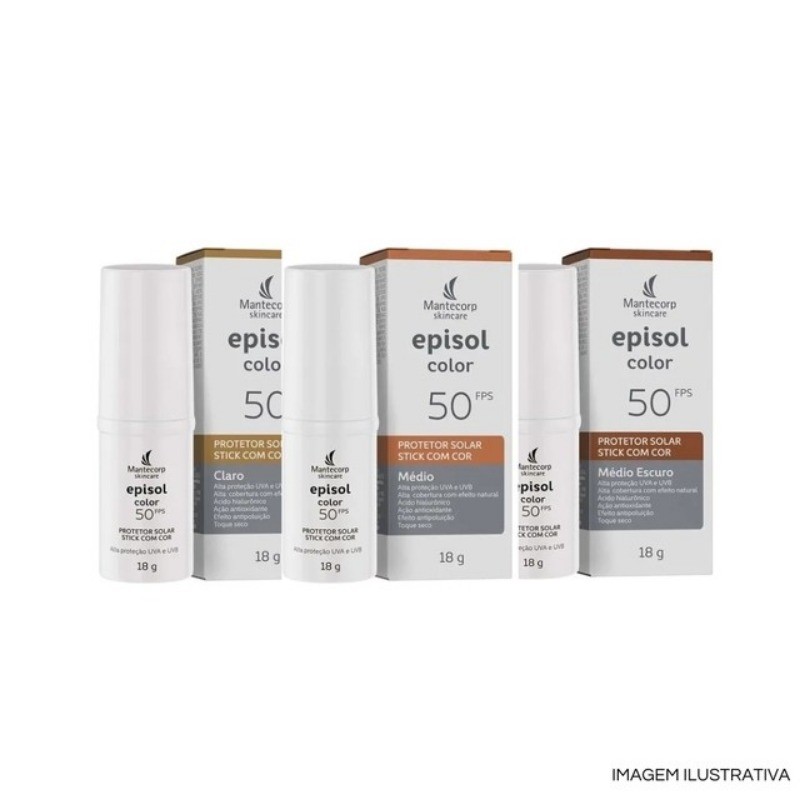 Protetor Solar Facial Episol Color Stick FPS 50 - 18g em Oferta na Shopee