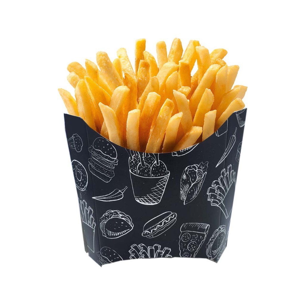 100 Peças - Embalagem para batata frita - Linha black em Oferta na Shopee