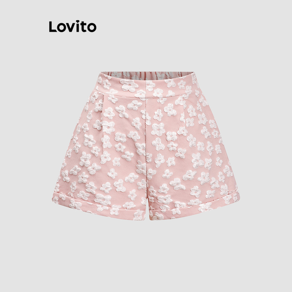 Lovito Shorts Jacquard Simples Elegante para Mulheres LBL18826 - Women Clothes