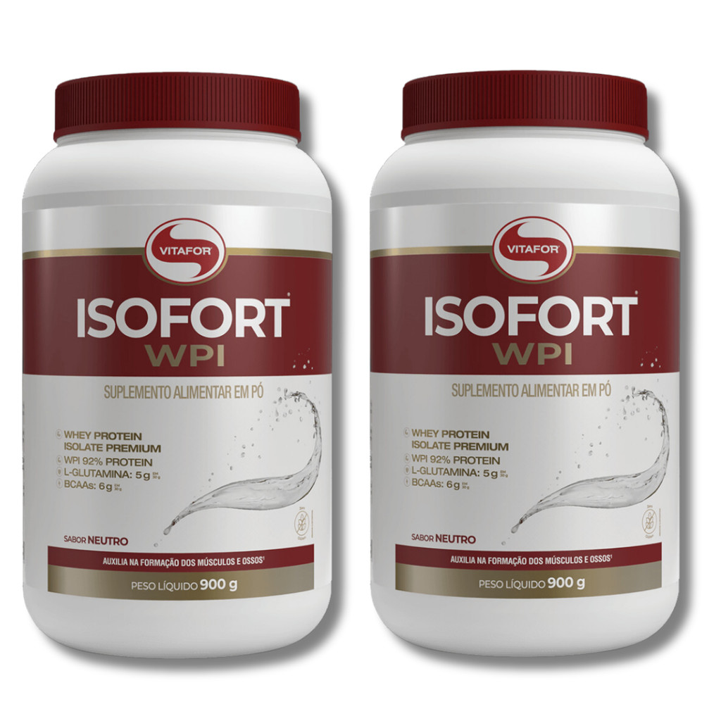 KIT 2 Isofort WPI Neutro Whey Isolado 900g Vitafor
