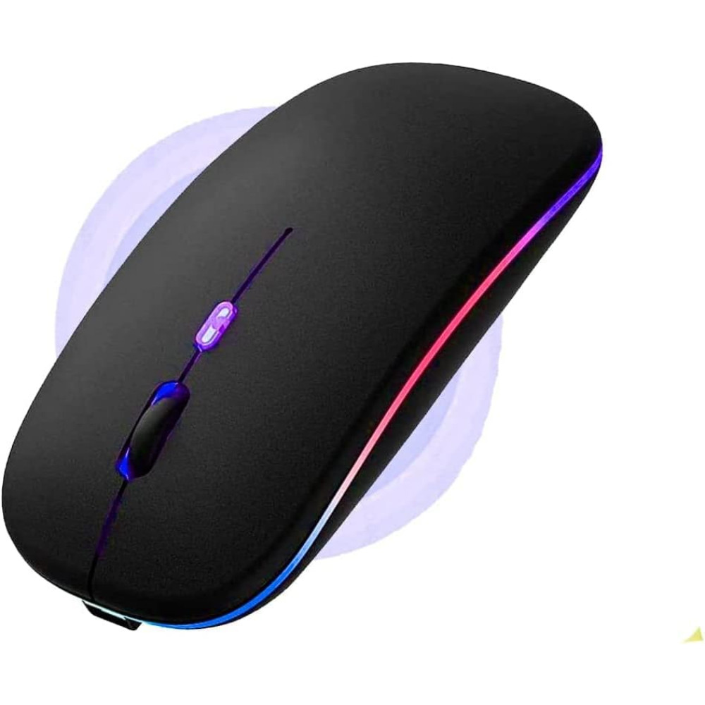 MOUSE SEM FIO RECARREGÁVEL WIRELESS LED 2.4GHZ PRETO