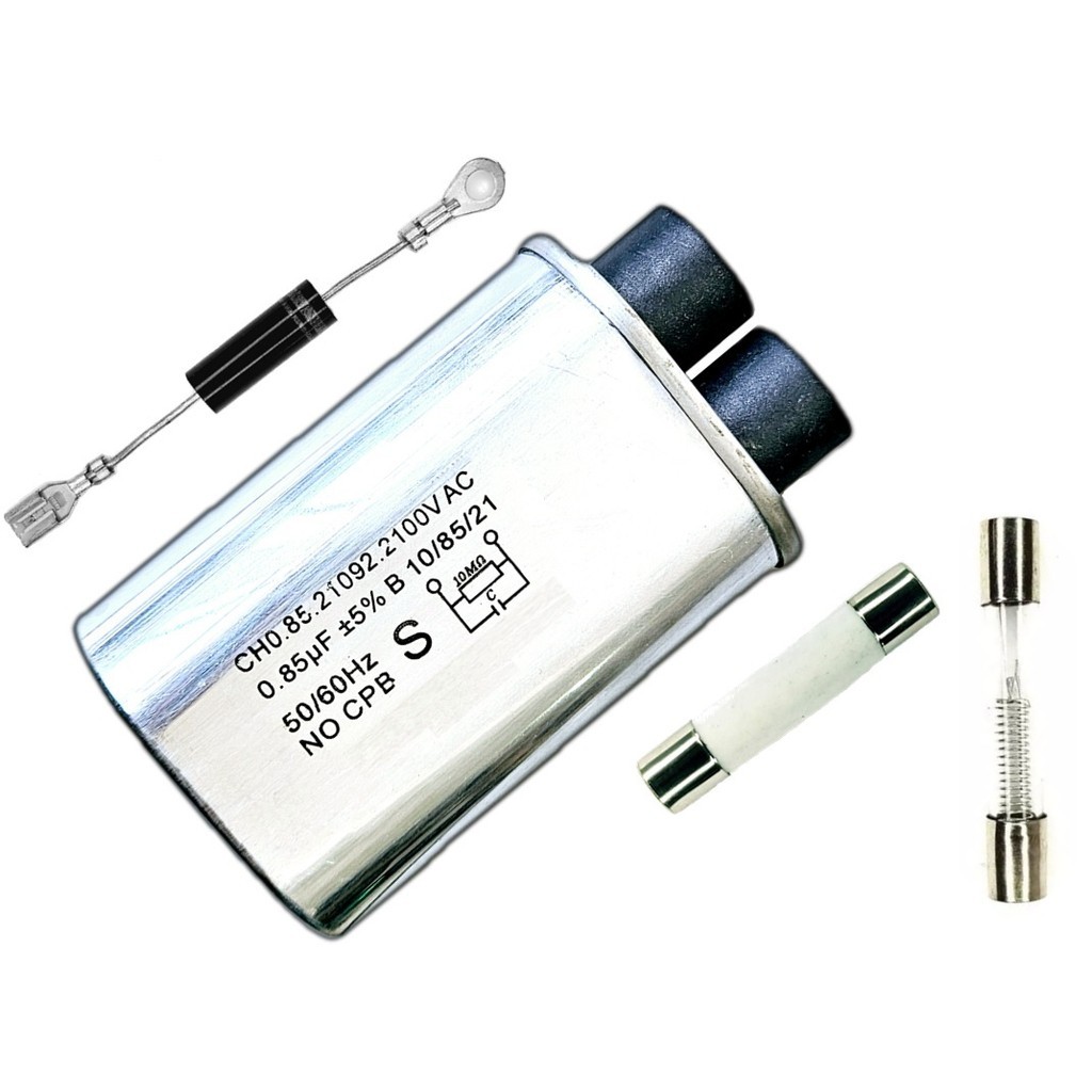 Kit Capacitor 0,85uf + Diodo + Fusível + Fusível Vidro 0.7a