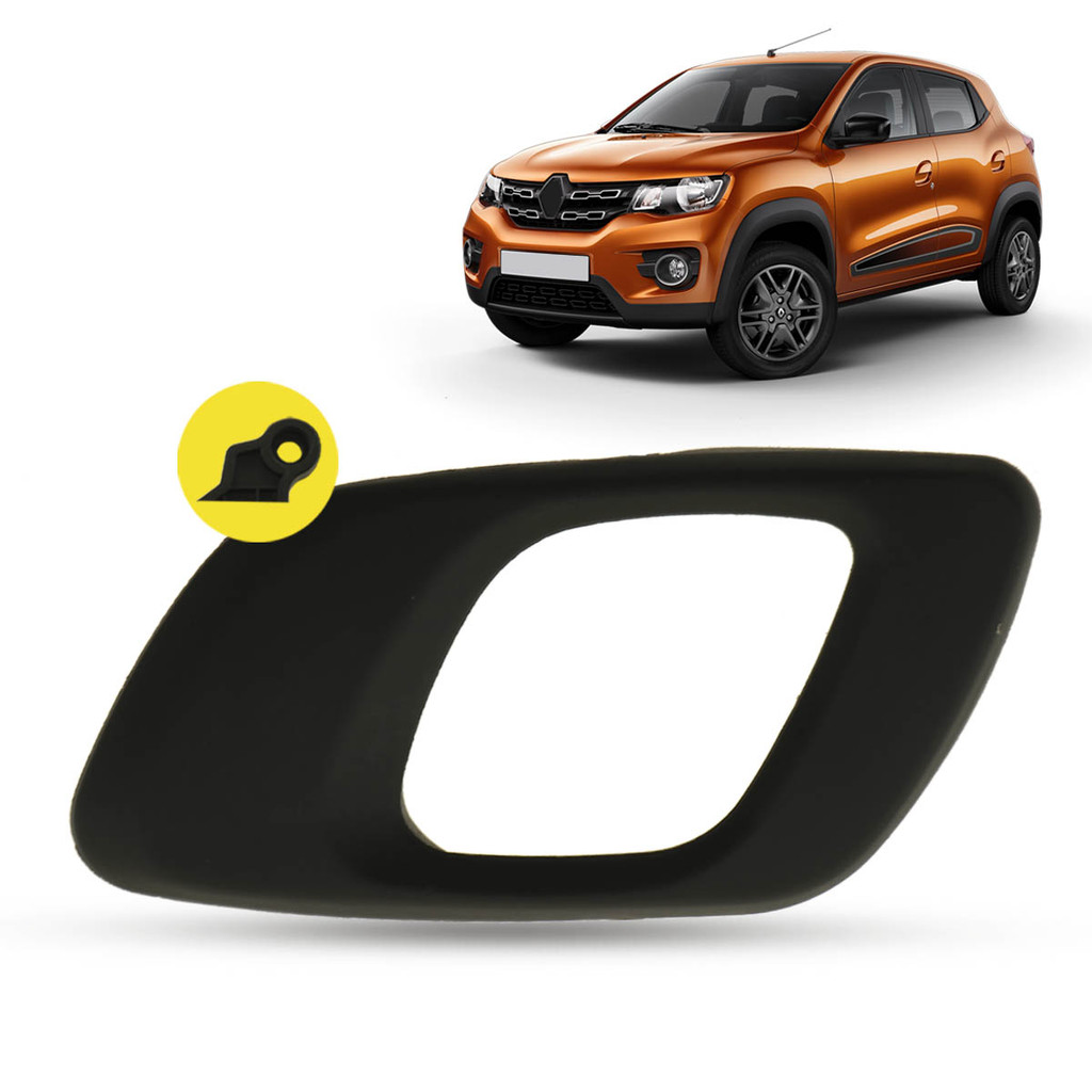 Gatilho Maçaneta Interna da Porta Dianteira Traseira Preto Haste Curvada Renault Kwid 2016 2017 2018 2019 2020 2021